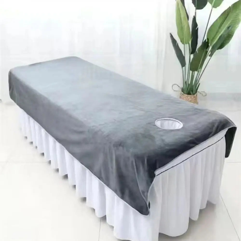 couvre lit massage velours gris blanc rose marron clair doux moderne 80x200cm 120x200cm