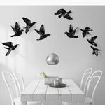 décorations murales oiseaux vol bleu doré blanc noir réalistes plumes modernes