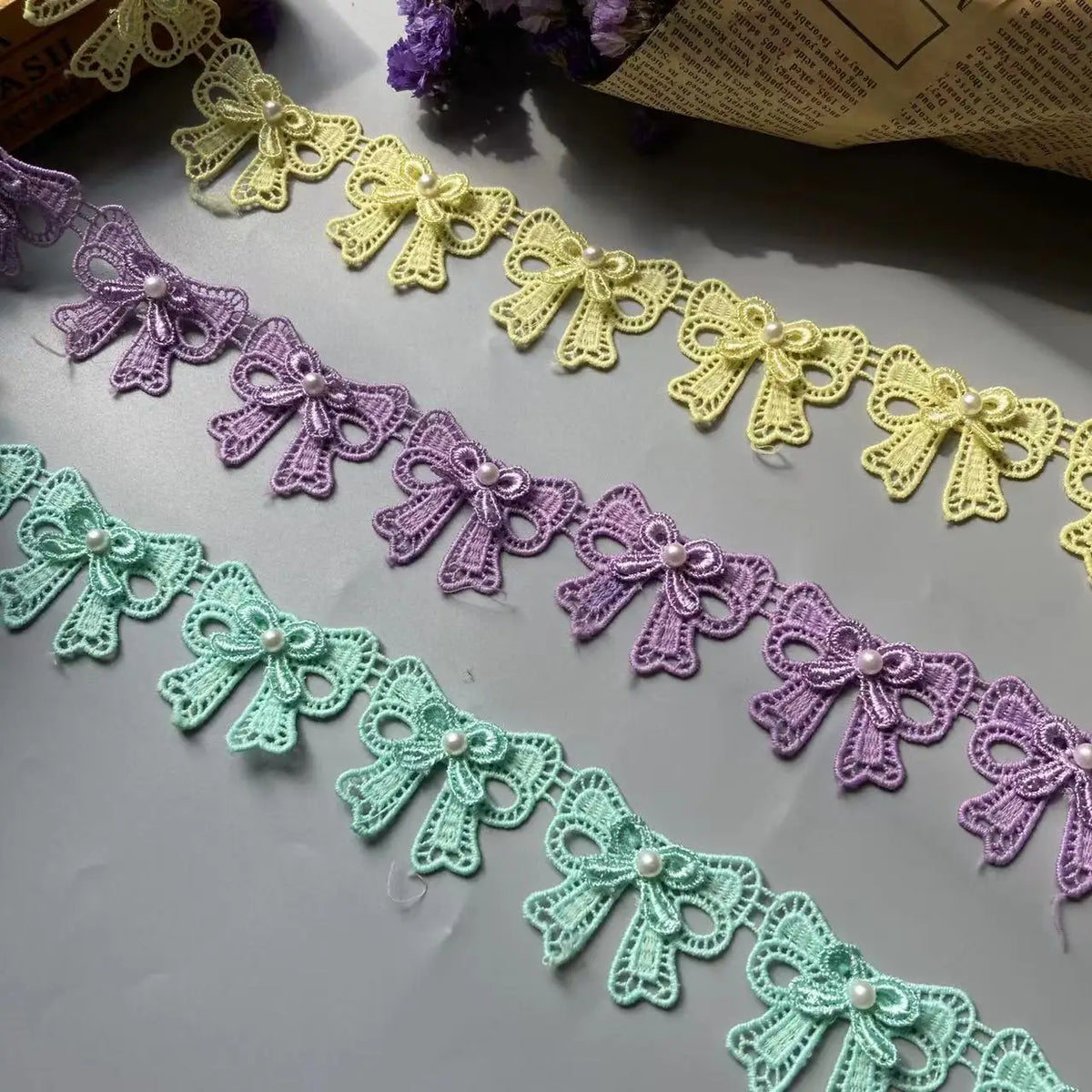 ruban dentelle nœuds mariage patchwork décoration costumes classique coton polyester 4.5cm couleurs transparente élégant