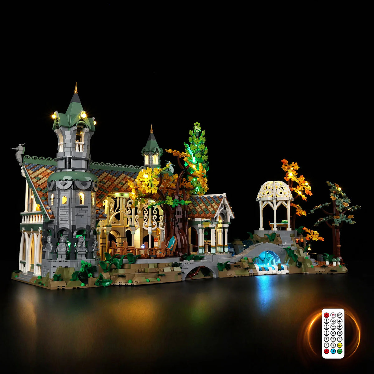 lampe décorative lego médiéval personnages animaux nature toits tuiles façades ornées