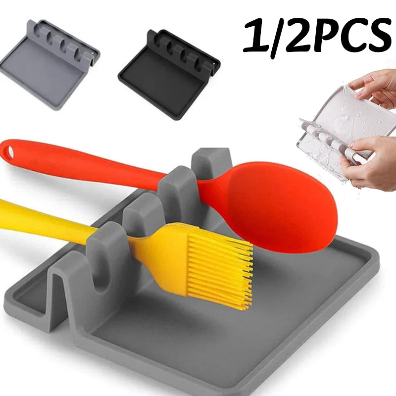 porte couverts cuisine silicone gris moderne adhésif organisation anti dérapant rangement cuillères fourchette spatules