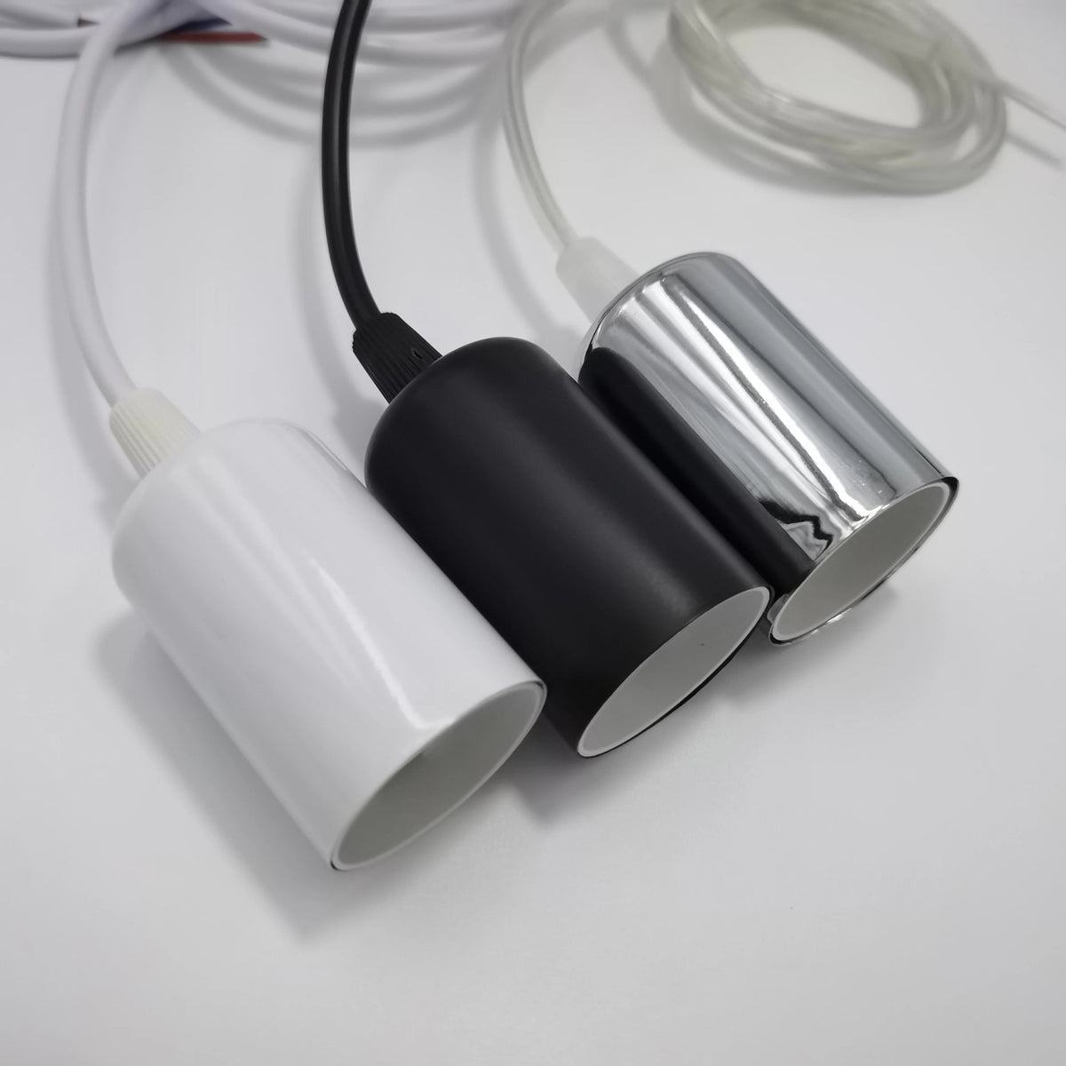 lampe suspendue moderne câble électrique 0.5m 0.8m 1m 1.5m blanc noir chrome