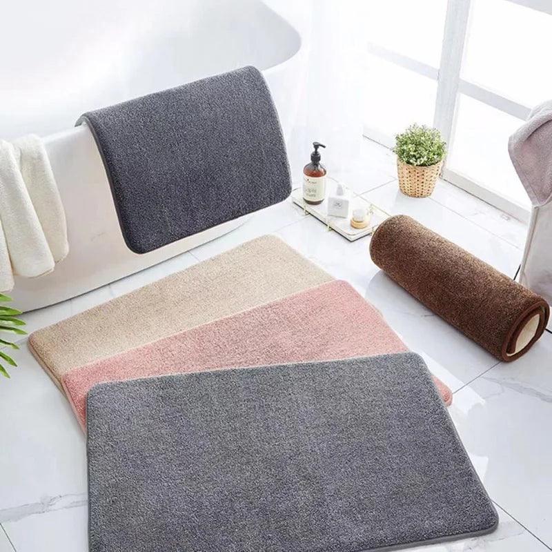 tapis bain absorbant moderne gris rose marron doux antidérapant adhésif salle bain respectueux environnement