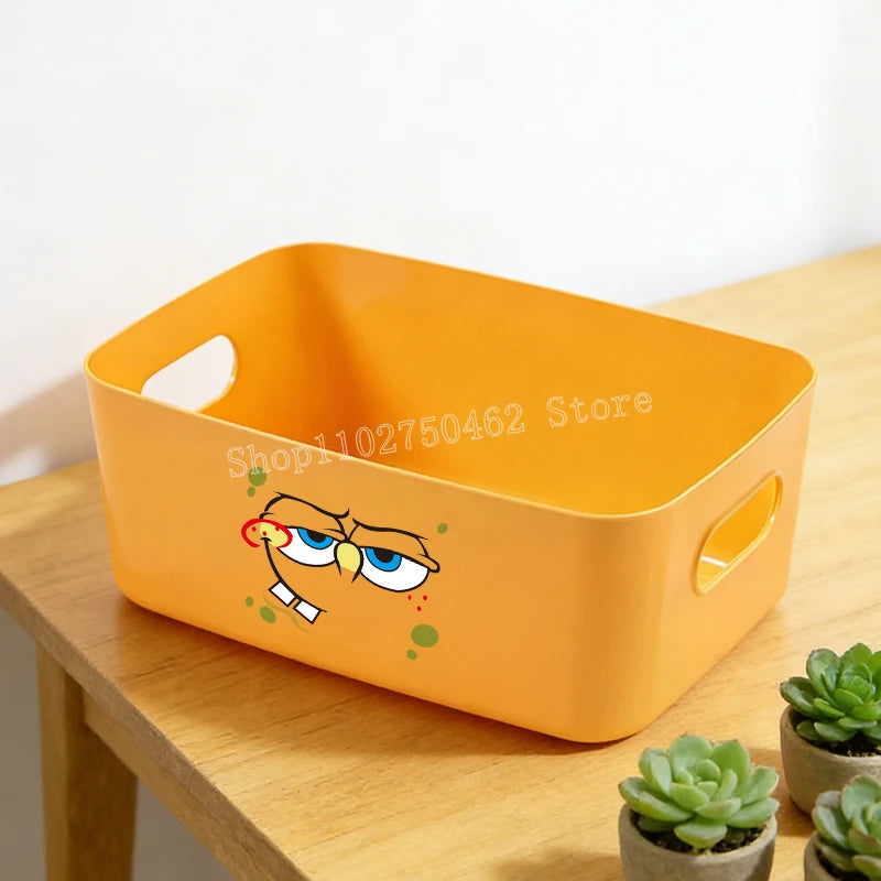 boîte rangement orange animée expressions poignées organisation moderne cartoon chambre table