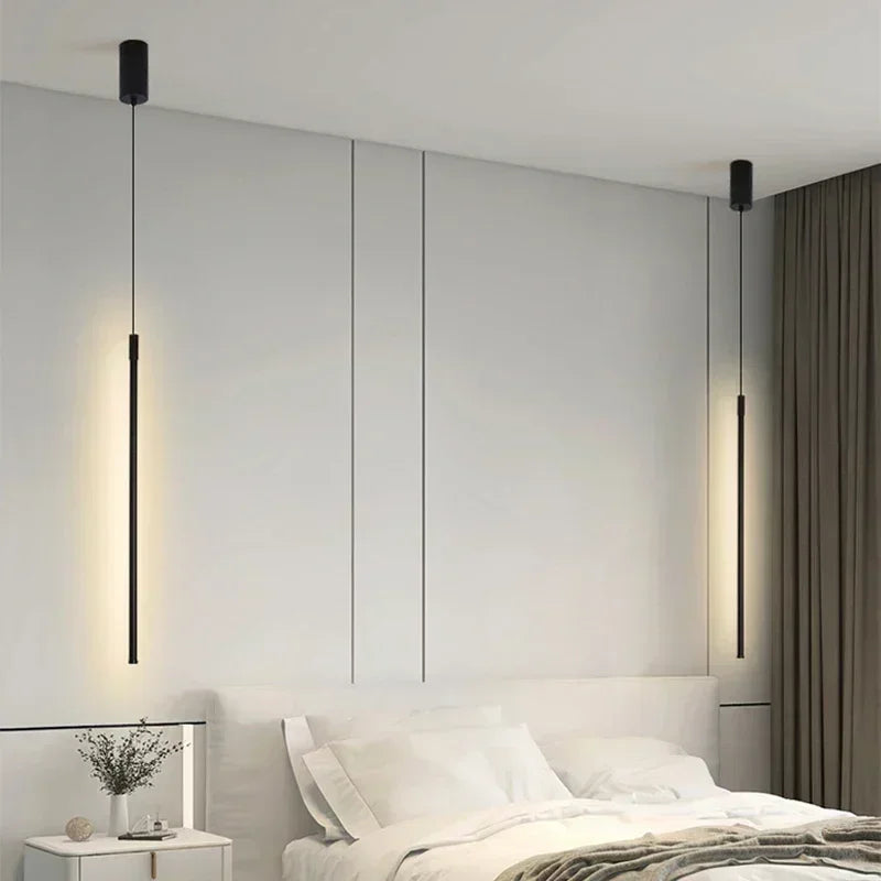 lampe suspension moderne noire rectangulaire minimaliste luminaire salon chambre métal aluminium intérieur