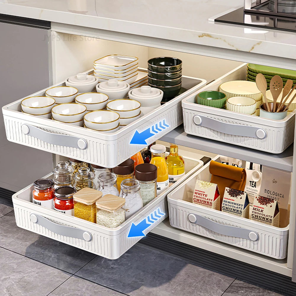 tiroir rangement blanc modulaire poignées rayures horizontales moderne cuisine chambre salle bain snacks