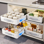 tiroir rangement blanc modulaire poignées rayures horizontales moderne cuisine chambre salle bain snacks
