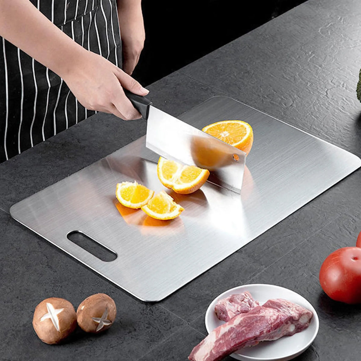 planche découper titane pur argentée rectangulaire antibactérienne cuisine camping extérieur