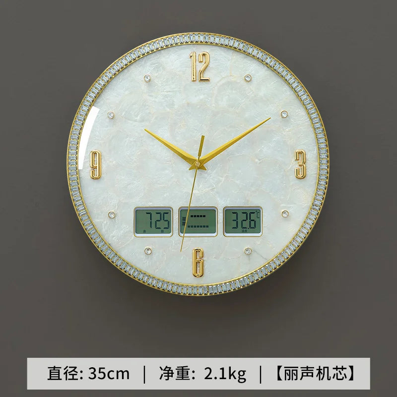 horloge murale moderne simple décoration intérieure visage unique opale naturelle fixation blanc marbré
