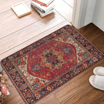 tapis ethnique traditionnel rouge bleu beige antidérapant intérieur extérieur doux porte sol cuisine