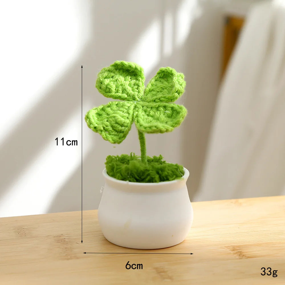 plante artificielle tricotée vert clair decoration maison anniversaire mariageintérieur creative artisanale
