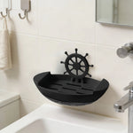 porte savon bateau adhésif mural décoration maritime blanc gris noir texturé