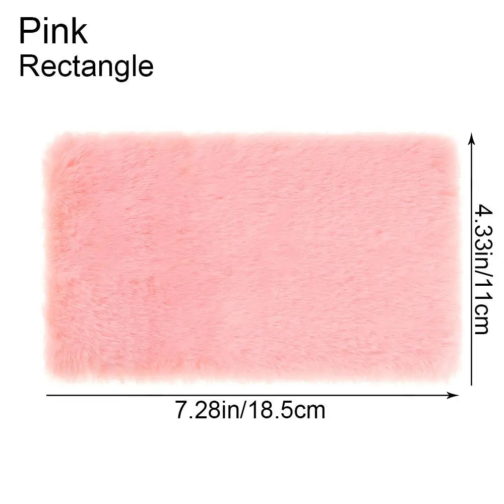 tapis peluche douce moderne rose blanc 11cm 18cm 18.5cm 8cm accessoire poupée maison jouet