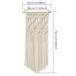 décoration murale macramé géométrique bohème franges suspendu tige bois ethnique artisanal triangles losanges