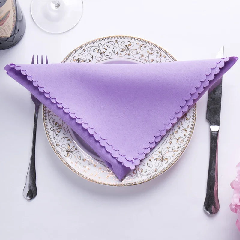 serviette table polyester unie bordure dentelle classique mariage décoration restaurant