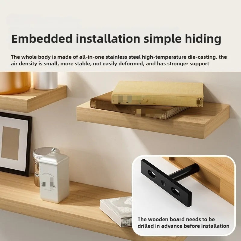 support mural invisible etagere metal noir moderne fixation plaque tige robuste