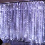 rideau lumineux étoiles blanc multicolore moderne télécommande led 600led 6mx3m transparent vacances