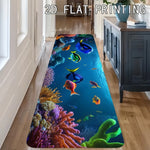 tapis bleu coraux poissons antidérapant polyester salon cuisine chambre océan décoration maison