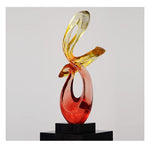 sculpture abstraite moderne résine rouge jaune noire salon bureauDecorationFleurondulée