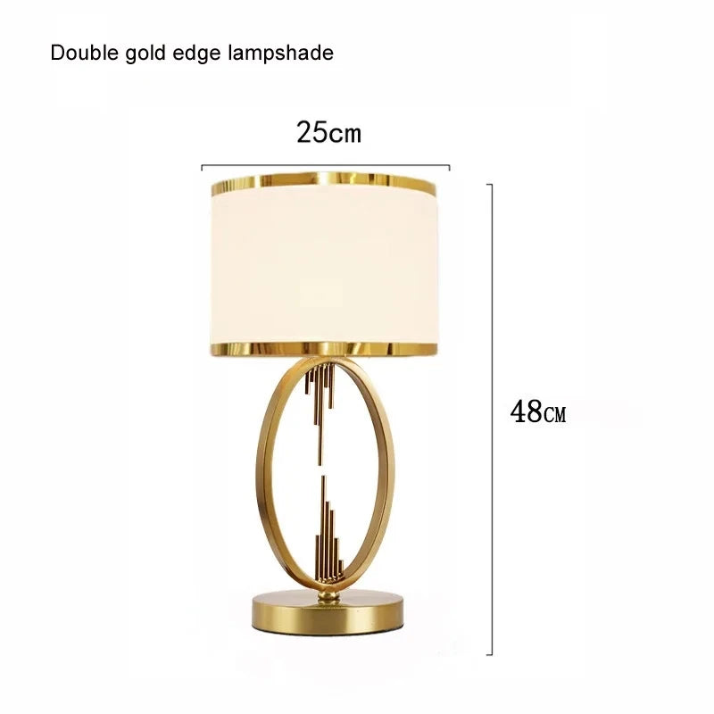 lampe table moderne or abat jour simple élégante barres verticales euro plug chambre coucher