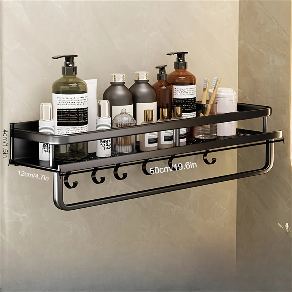 étagère murale moderne étagères aluminium noir serviettes bouteilles pots salle bain cuisine rangement gain