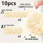pompons tissu blanc crème plissés décoration festive suspension 20cm 25cm pack 10