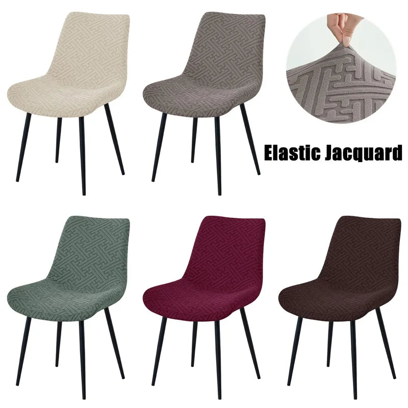 housse chaise extensible jacquard motif géométrique moderne fauteuil salle manger