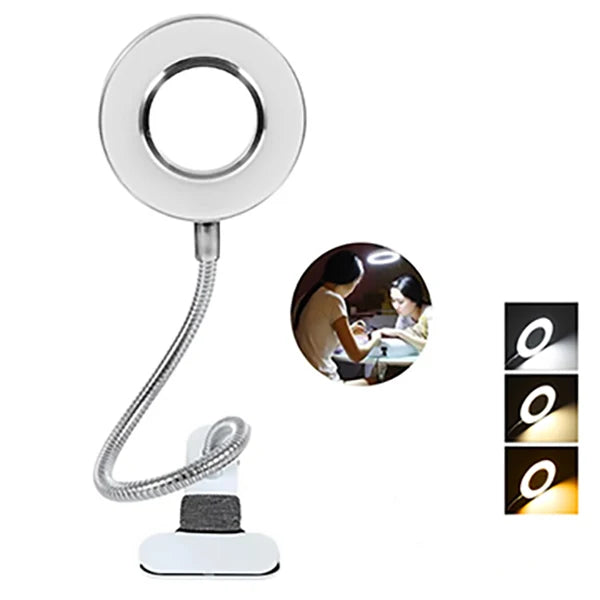 loupe led clip moderne interrupteur bouton poussoir câble usb noir blanc