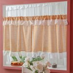 rideau orange classique carreaux polyester cuisine décoration intérieure blanc