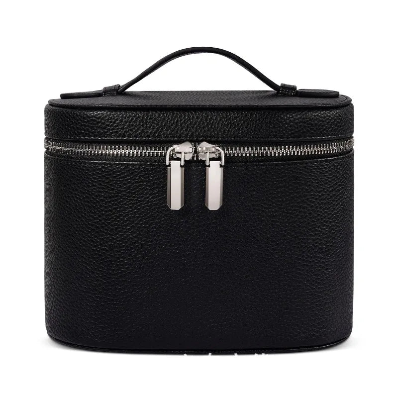 boîte rangement cosmétique cuir marron noir rose blanc moderne minimaliste impermeable poignee amovible