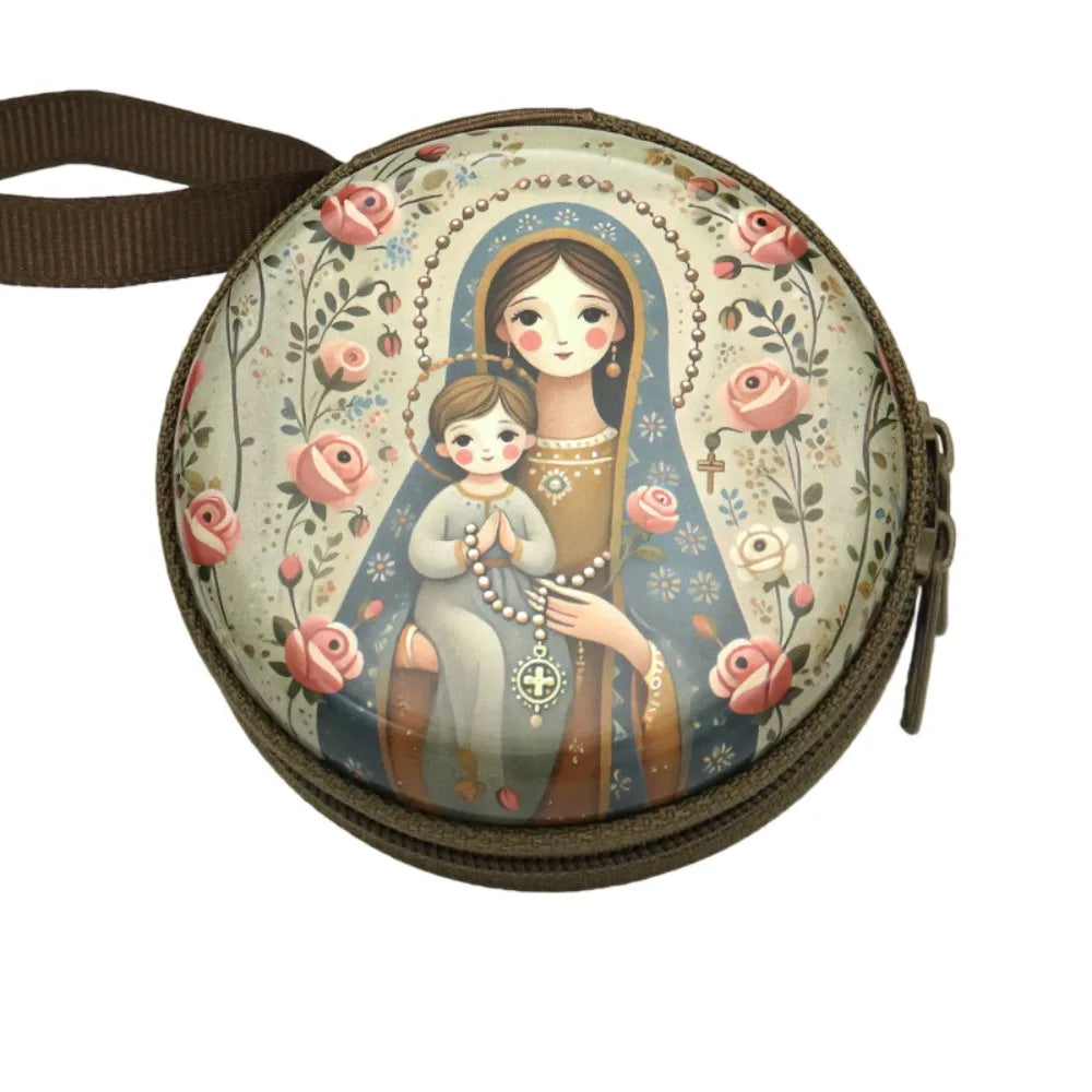 boîte rangement métal zipper illustrations religieuses saints coeurs sacrés multi usages opaques