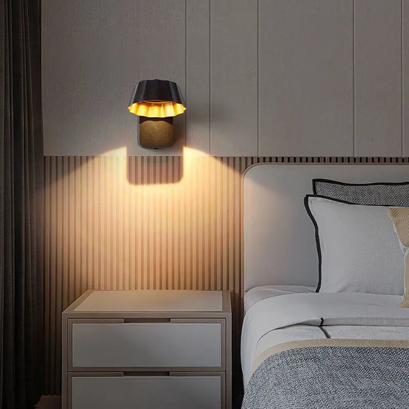 lampe murale moderne led noir doré blanc ip65 hydrofuge ondulée aluminium