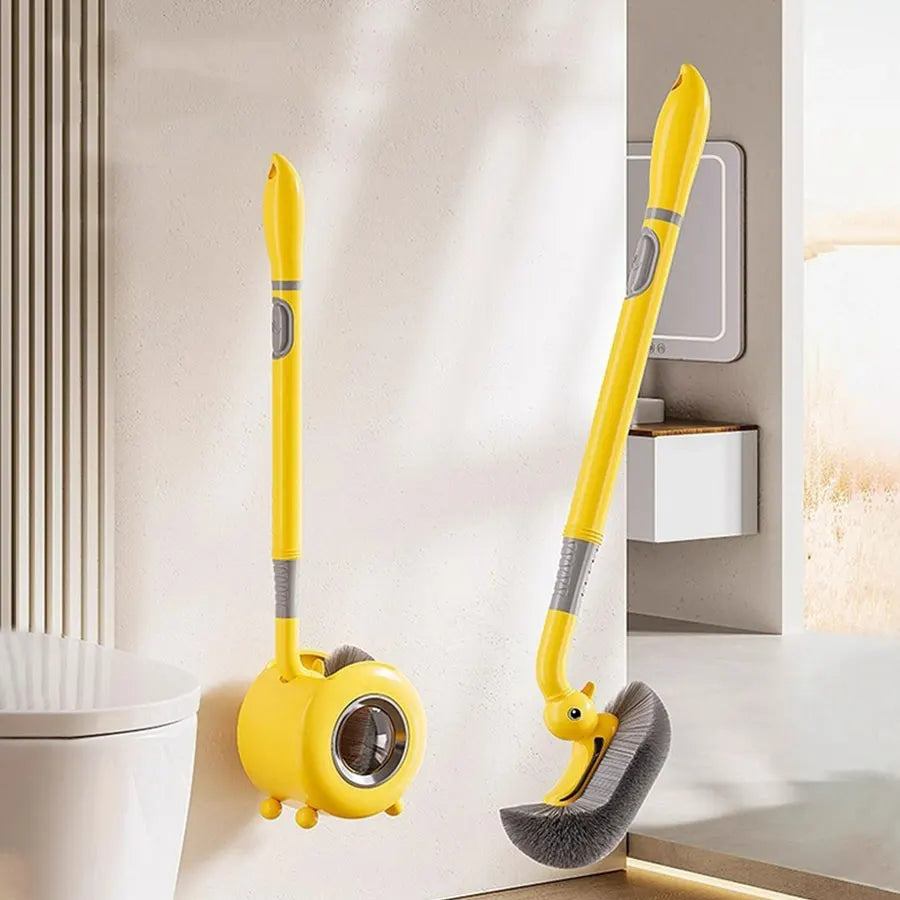 brosse wc murale canard jaune poils gris moderne salle bain ventouse sans angle mort