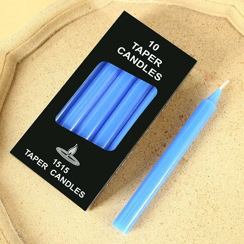 bougies parfumées boîte 10 pièces rouge blanc jaune rose orange bleu vert marron noir