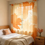 rideau feuilles erable orange moderne anneaux salon chambre 100x130cm