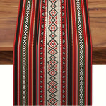 nappe ethnique géométrique rouge noir blanche verte beige table fête polyestrelin opaque semiTransparent traditionnelle