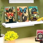 cartes postales art contemporain collage portraits fleurs papillons oiseaux clips magnétiques decoration maison bohème