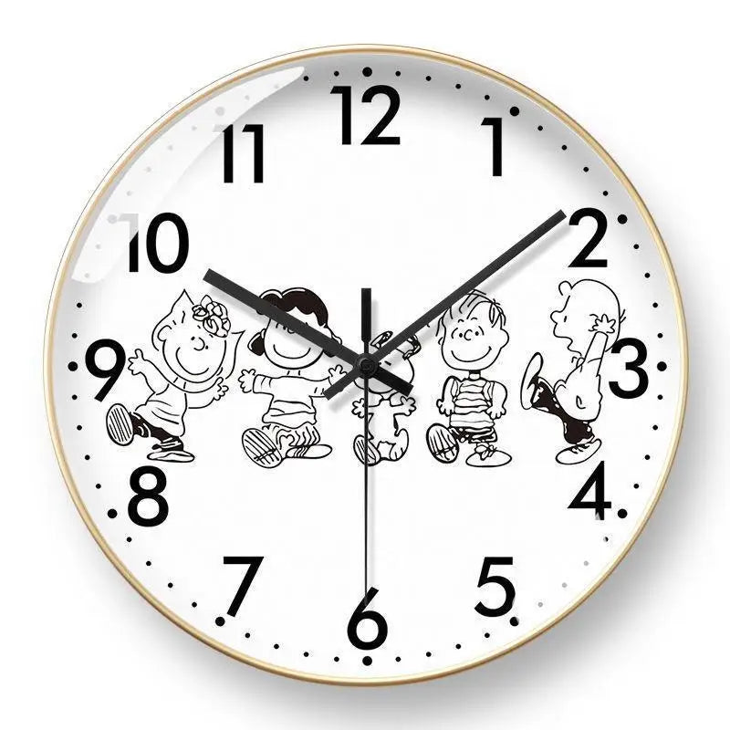 horloge murale snoopy dessin animé noir blanc moderne fixations murs quartz