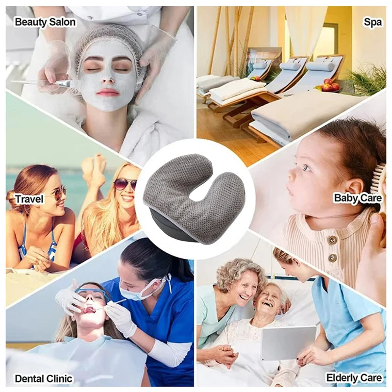 coussin soutien cervical bleu gris marron tissé points clips fixation confortable ergonomique