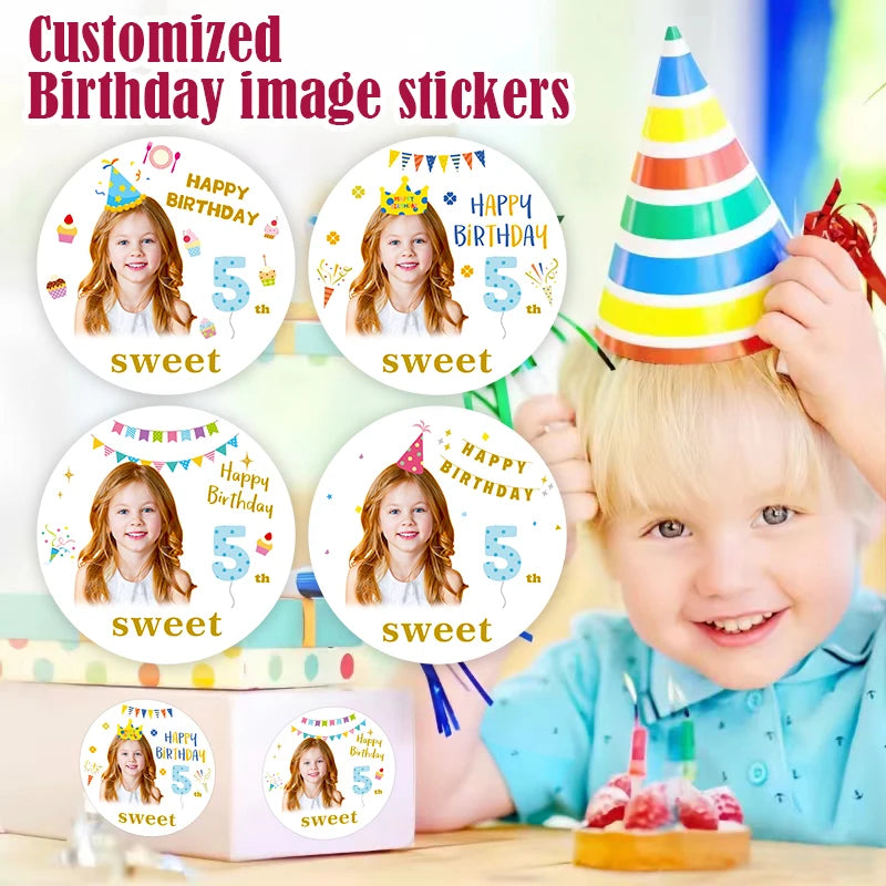 sticker personnalisable anniversaire enfant happy birthday sweet décoratif festif adhésif