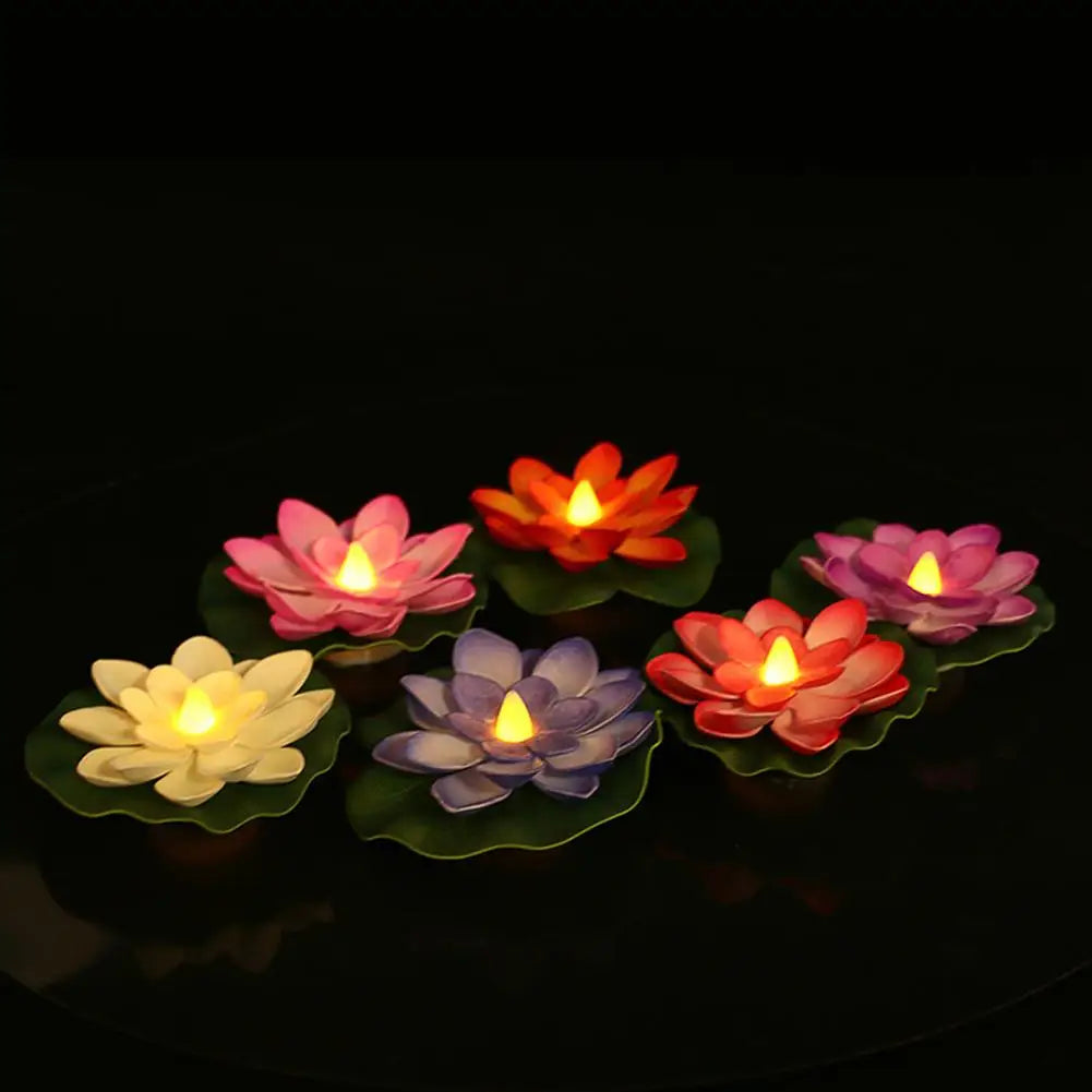 bougies flottantes fleur lotus blanc rose orange violet décoration intérieure artificielle lumière paysagère