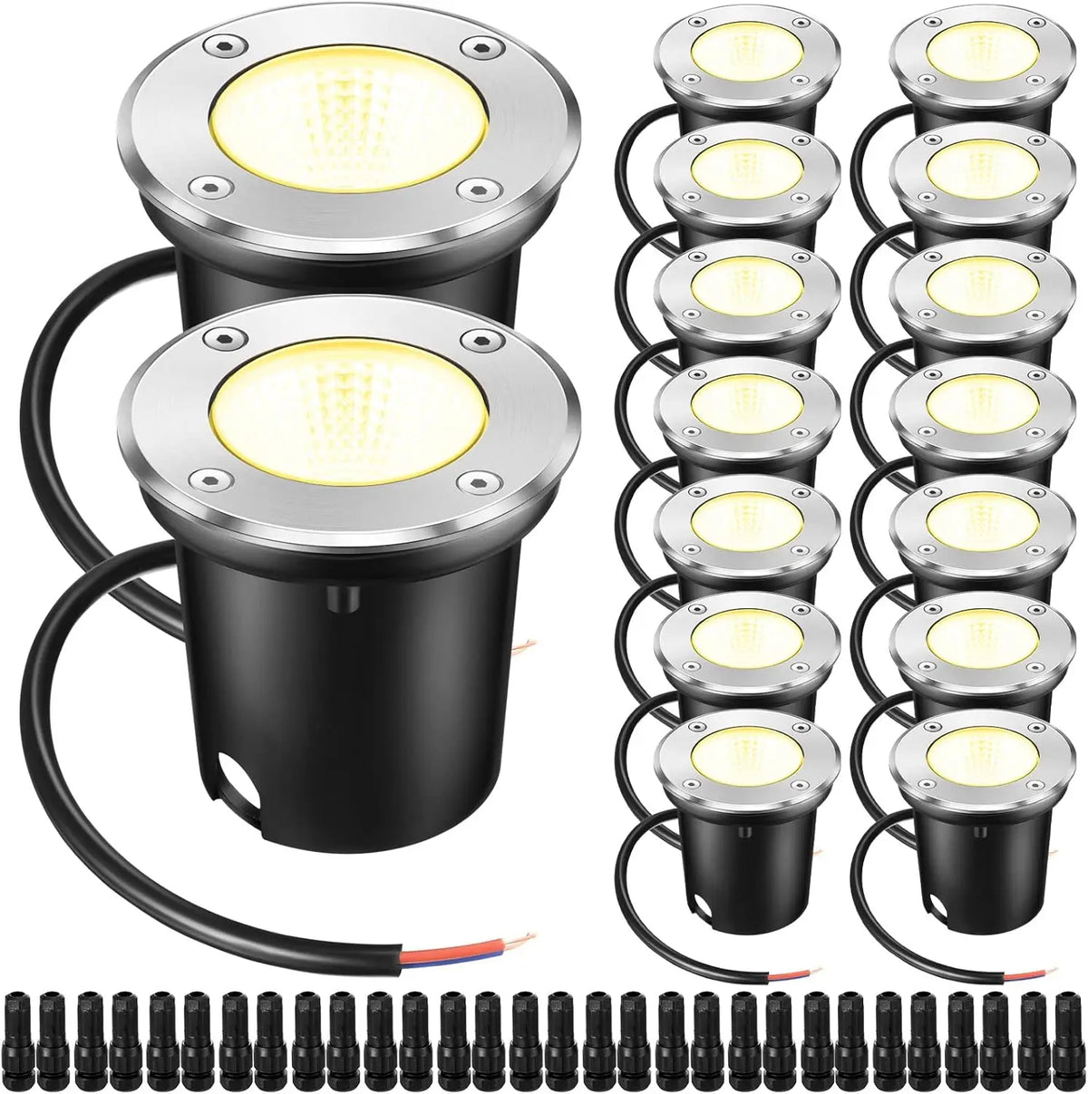 éclairage solaire led 16 spots noirs vis fixations moderne fonctionnelextérieur