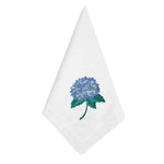 serviettes table brodées hydrangeas blanc bleu vert or élégantes mariage anniversaire