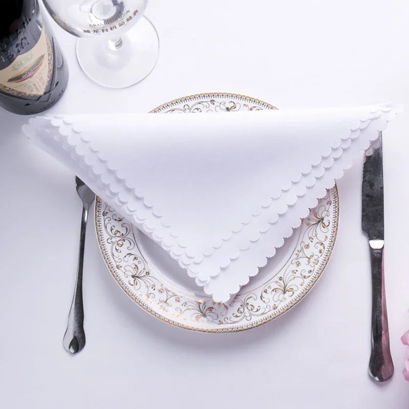 serviette table polyester unie bordure dentelle classique mariage décoration restaurant