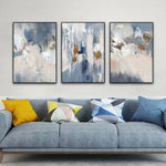 tableau abstrait contemporain bleu gris beige blanc marron peinture toile haut qualité décoration intérieure