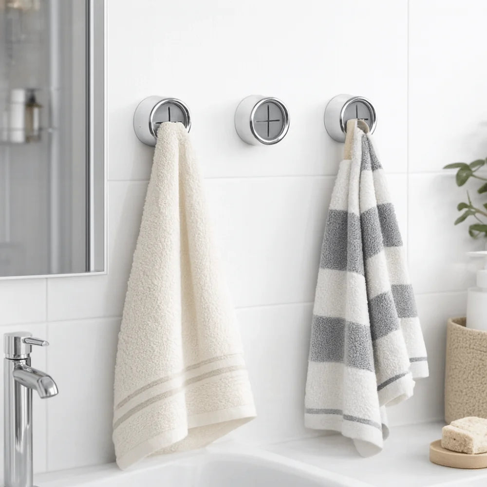 porte serviettes mural ventouse crochets blanc gris noir moderne fixations inclusées