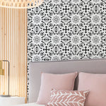 pochoirs carreaux décoratifs noir blanc floral géométrique opaques adhésifs 12 pouces mandala réutilisables mur