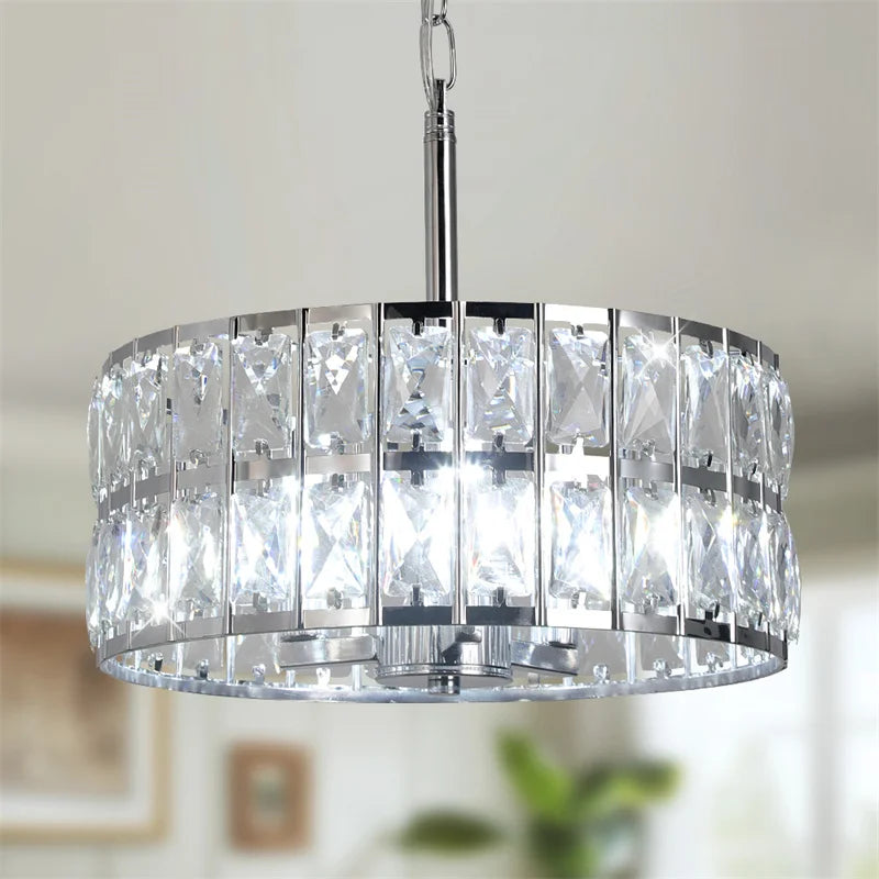 suspension lumineuse moderne cristal cubes acier inoxydable salon salle manger éclairage intérieur