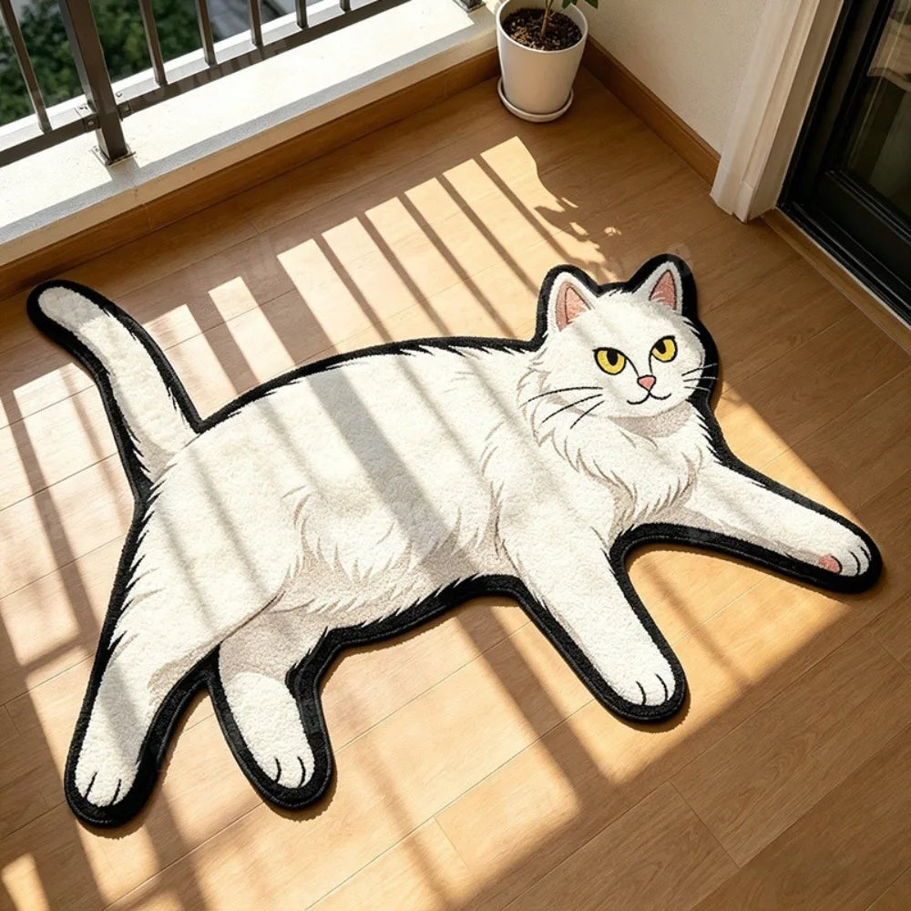 tapis sol antidérapant imperméable chats imprimé noir blanc gris animaux couloir exercice adultes