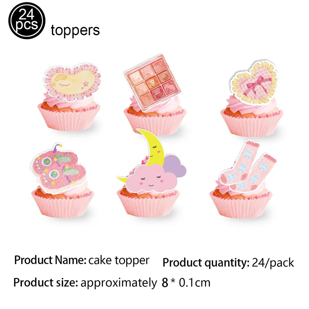 décoration fête thème pyjama suspendus toppers gâteau assiettes tasses serviettes nappe table